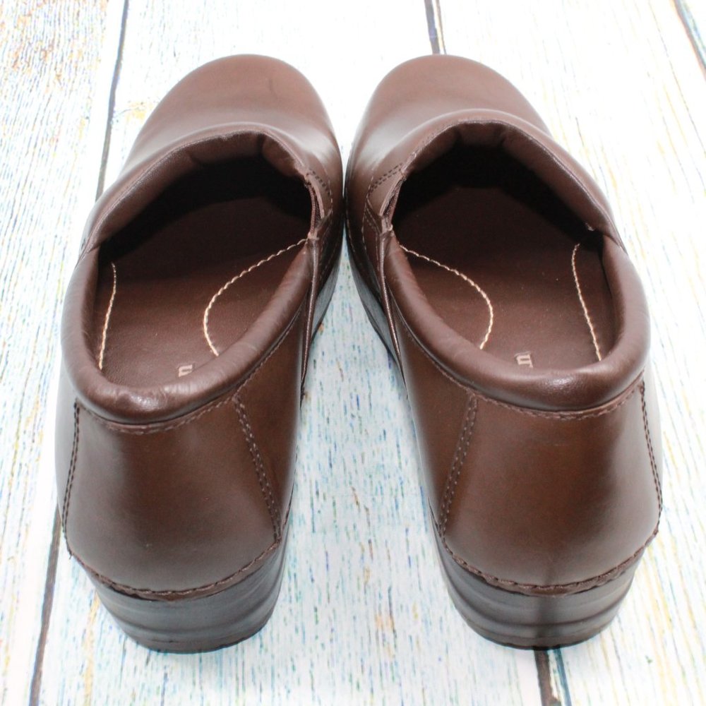 LL Bean Leather Clogs Brown Comfort Professional Nurse Shoes Size 8.5 M - Picture 6 of 9